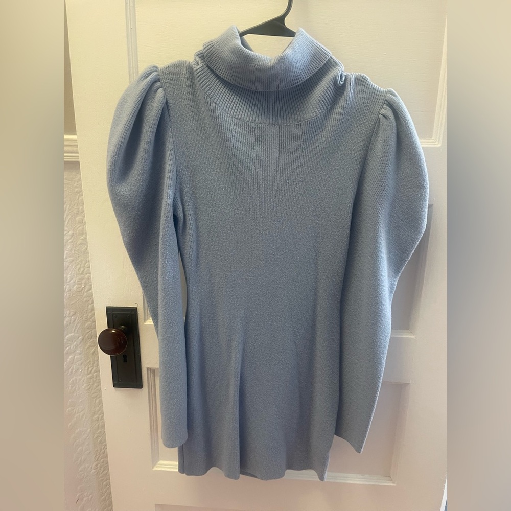Fashion Nova Baby Blue Ribbed Knit Dress - Picture 2 of 4